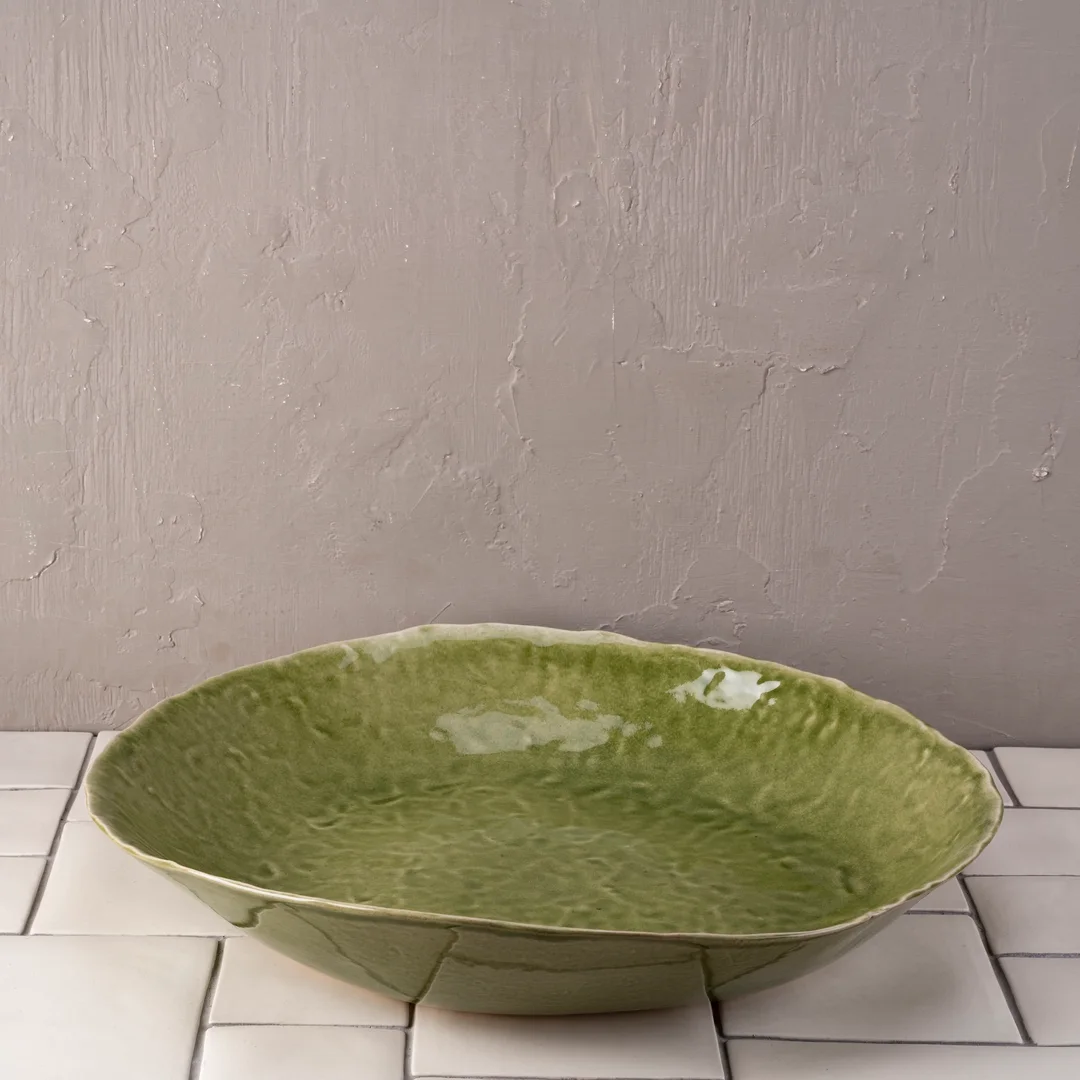 Pebble deep salad bowl tumbled texture – Reactive cress