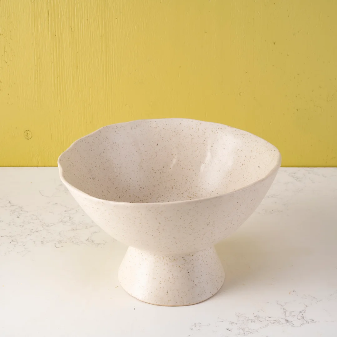 Sophia footed bowl tumbled texture – Toasted cream