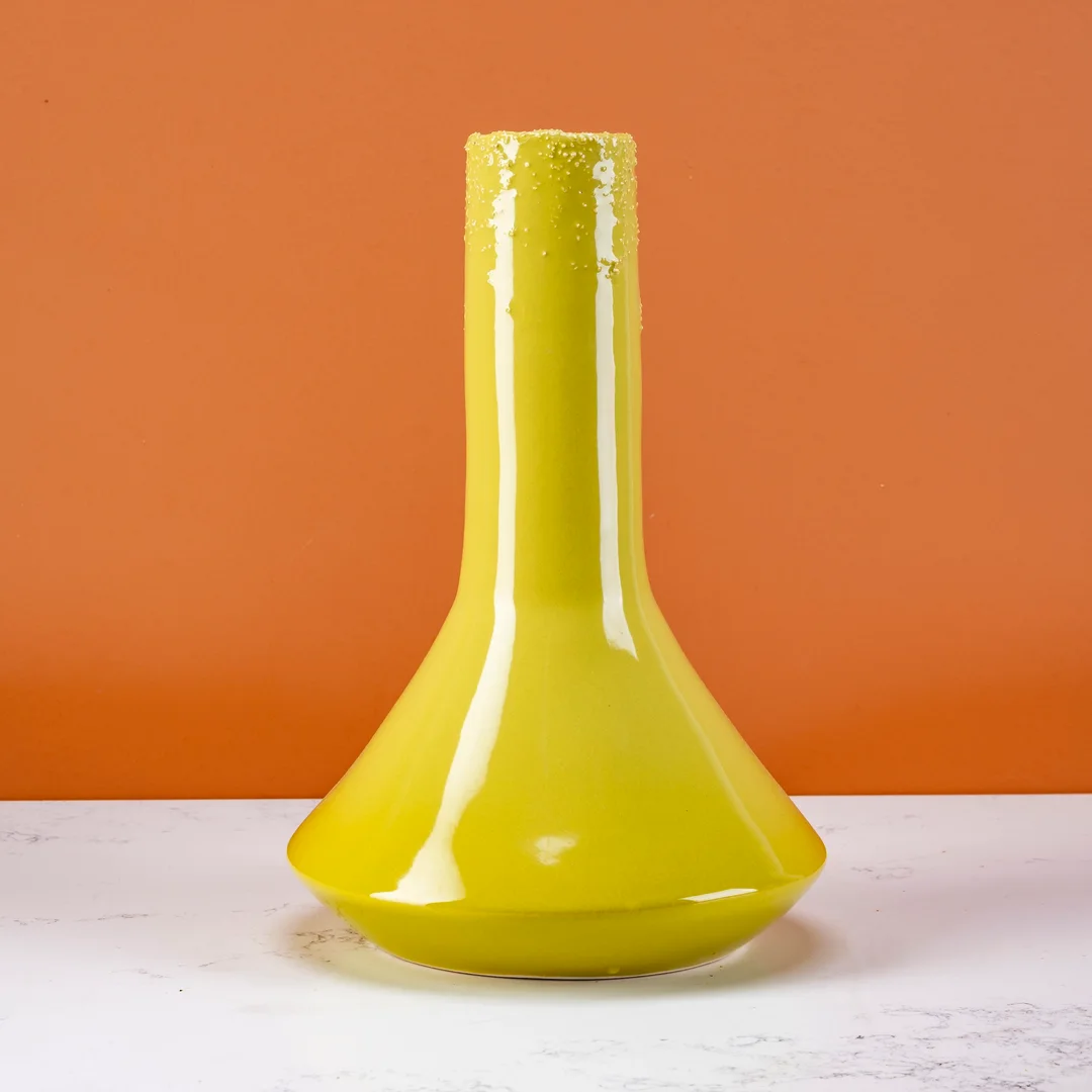 Flask vase lg – Shiny mustard
